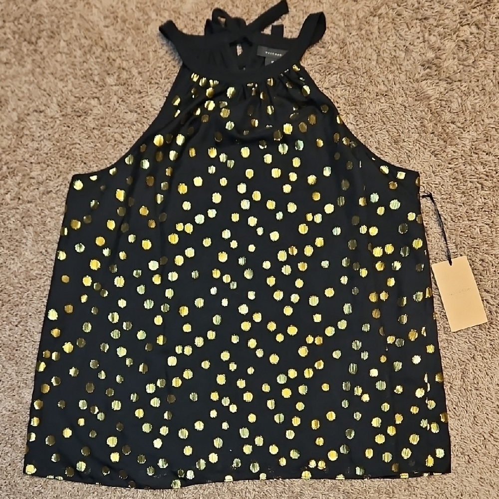 Halogen Halter Top In Gold Dot Print